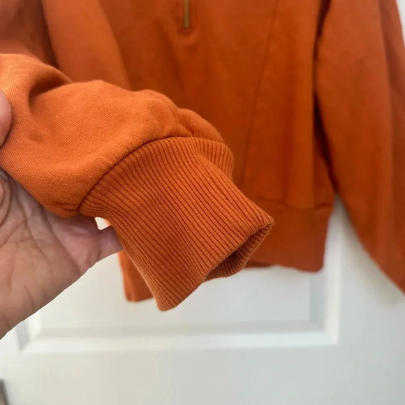 Women's Quarter Zip Sweatshirt - A New Day™ Rust M Fall Cozy - Picture 4 of 6